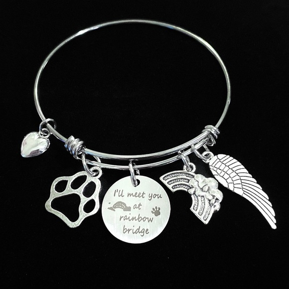 Pet Memorial Bracelet I’ll Meet You at Rainbow Bridge May Be Personalized - Picture 2 of 7